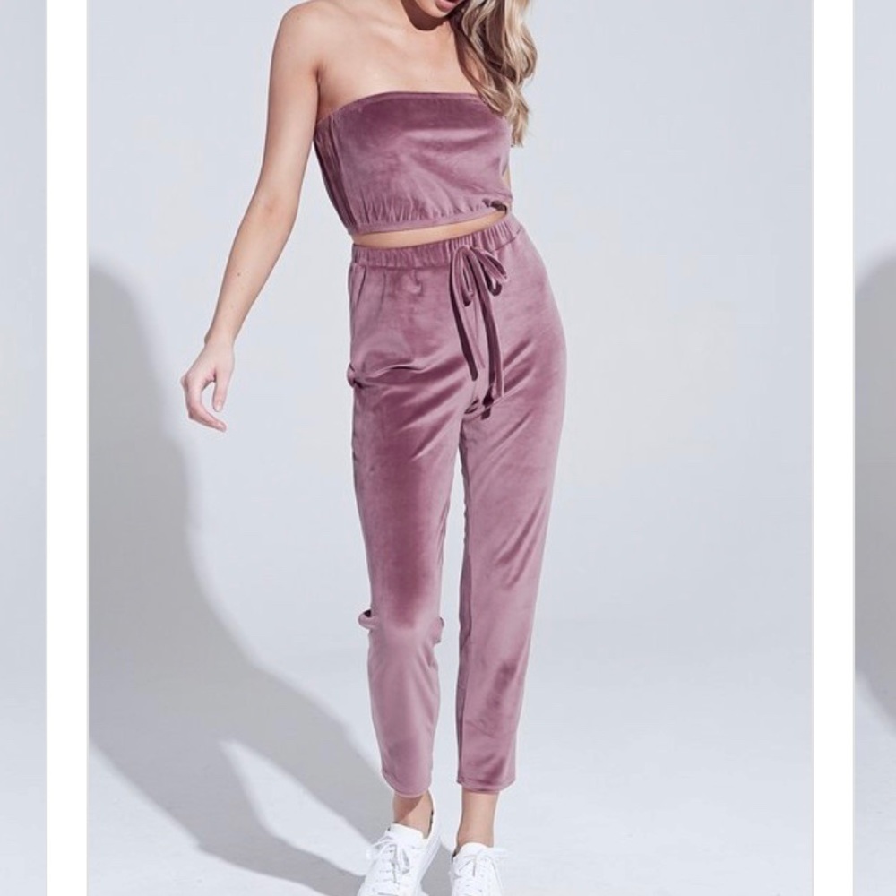 SET Velour Tube Top and Pant Jogger Set